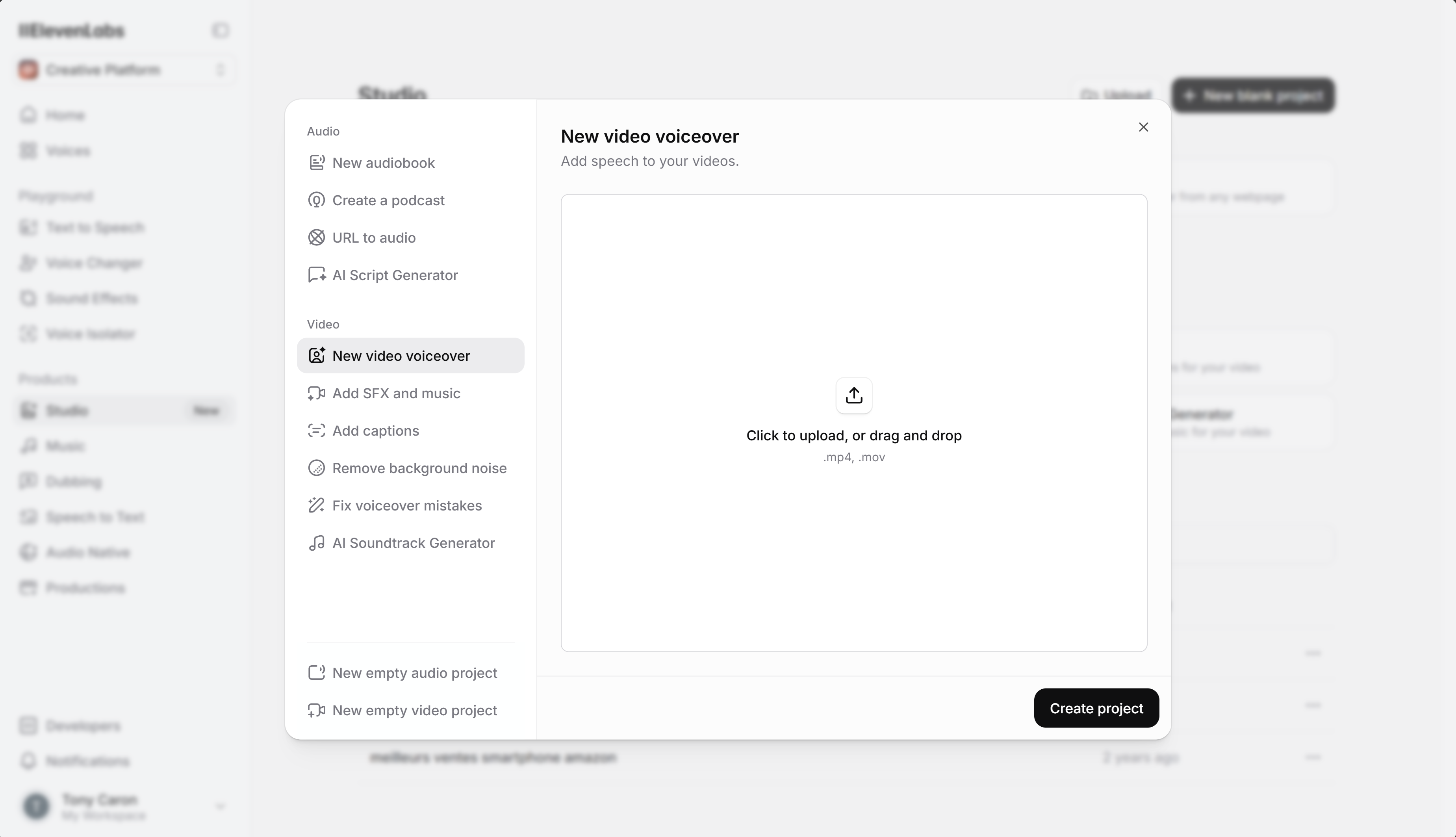Video content creation dashboard